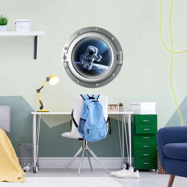 Wallstickers stjärnor 3D porthole - astronaut in space