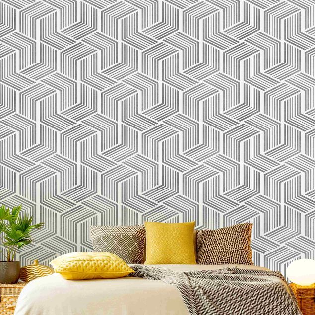 Kök dekoration 3D Pattern With Stripes In Silver
