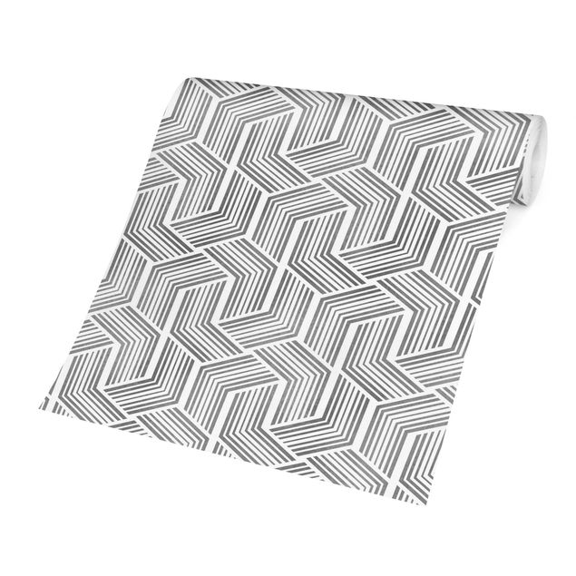 Tapeter modernt 3D Pattern With Stripes In Silver