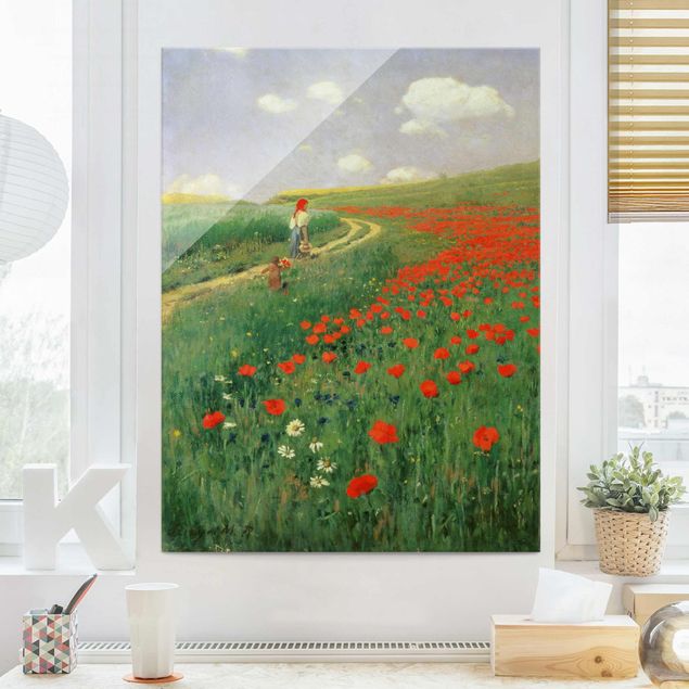 Tavlor blommor Pál Szinyei-Merse - Summer Landscape With A Blossoming Poppy