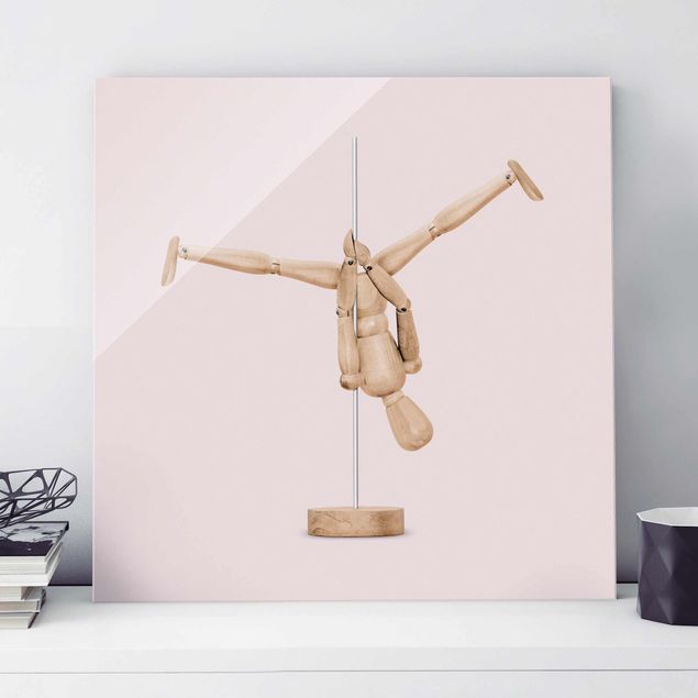 Magnettafel Glas Pole Dance With Wooden Figure