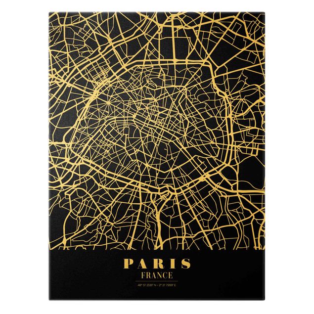 Tavlor svart Paris City Map - Classic Black