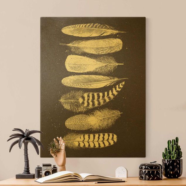 Leinwandbilder Gold Canvas Seven Feathers - Drawing