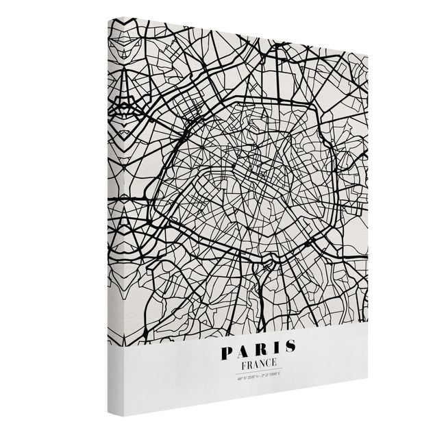Canvastavlor svart och vitt Paris City Map - Classic