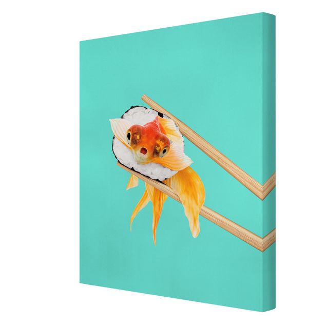 Canvastavlor djur Sushi With Goldfish