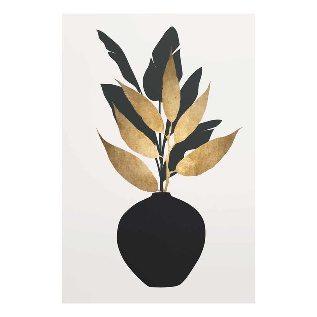 Tavlor blommor Graphical Plant World - Gold And Black