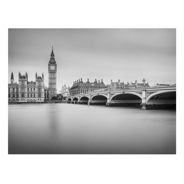 Canvastavlor svart och vitt Westminster Bridge And Big Ben