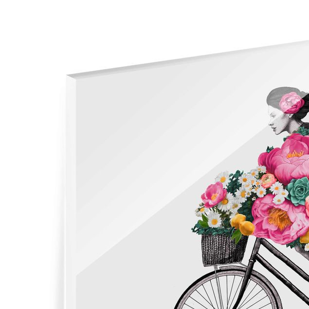 Tavlor Laura Graves Art Illustration Woman On Bicycle Collage Colourful Flowers