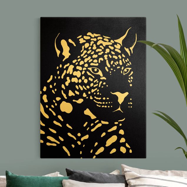 Tavlor modernt Safari Animals - Portrait Leopard Black