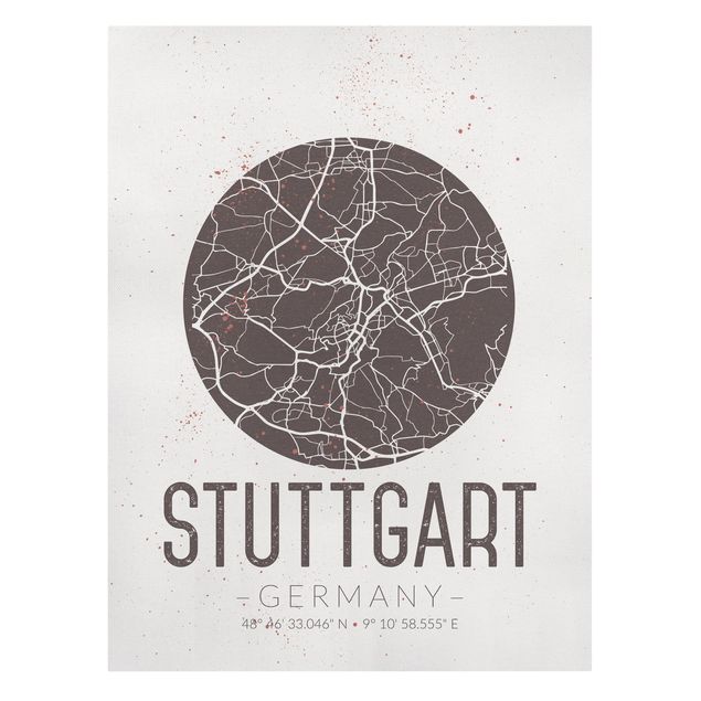 Tavlor brun Stuttgart City Map - Retro