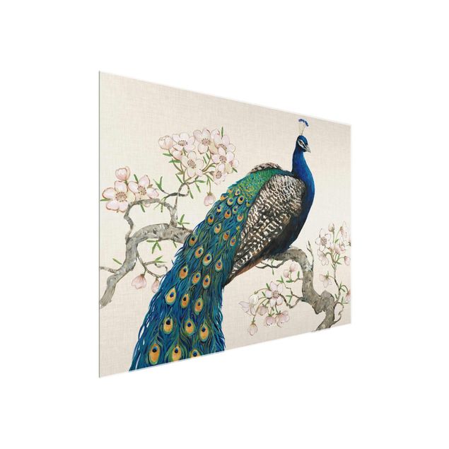 Kök dekoration Vintage Peacock With Cherry Blossoms