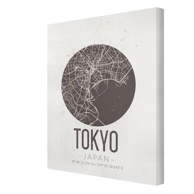Tavlor världskartor Tokyo City Map - Retro