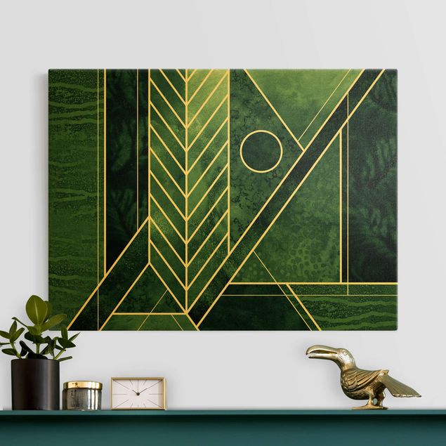 Canvastavlor konstutskrifter Golden Geometry - Emerald