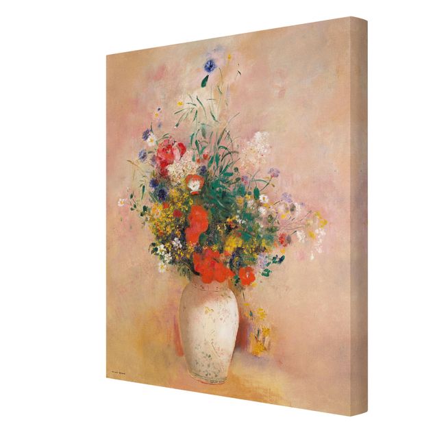Tavlor blommor Odilon Redon - Vase With Flowers (Rose-Colored Background)