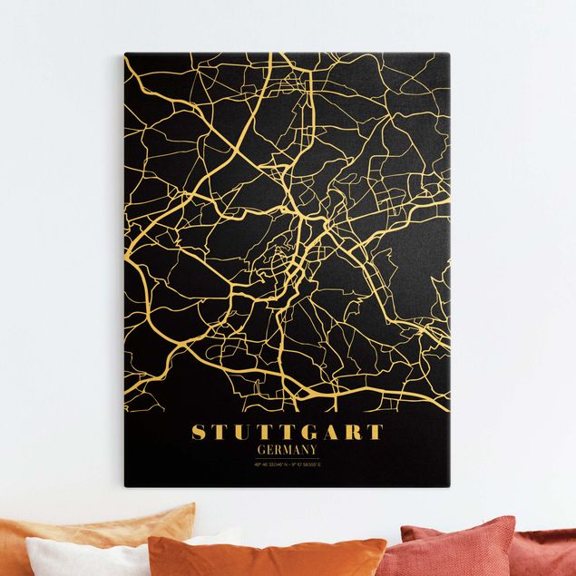 Kök dekoration Stuttgart City Map - Classic Black