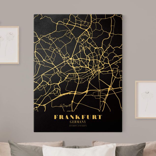 Tavlor världskartor Frankfurt City City Map - Classic Black