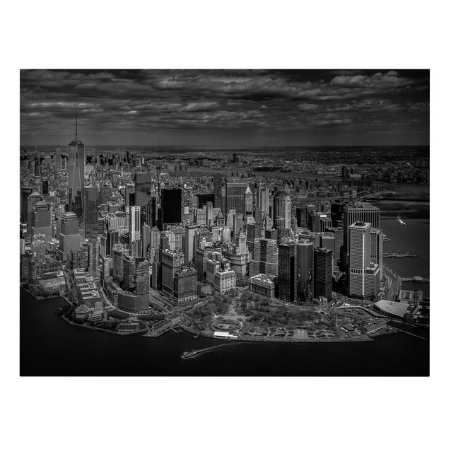 Canvastavlor svart och vitt New York - Manhattan From The Air