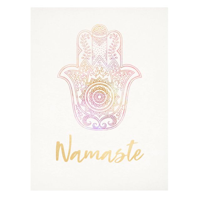 Tavlor Hamsa Hand Illustration Namaste Gold Light Pink