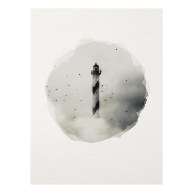 Tavlor hav WaterColours - Lighthouse In The Fog
