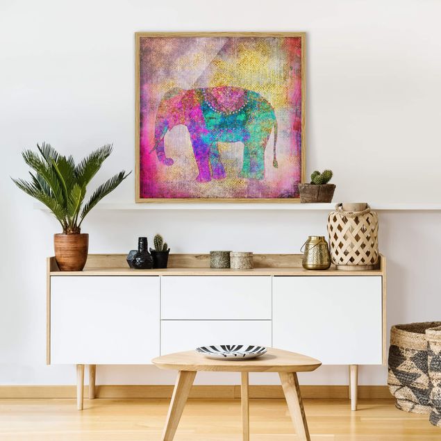 Tavlor elefanter Colourful Collage - Indian Elephant