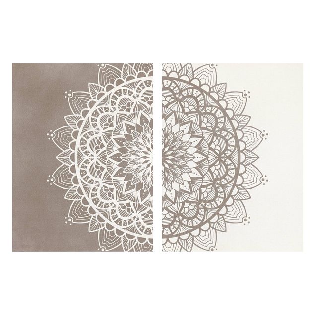 Tavlor Mandala Illustration Shabby Set Beige White