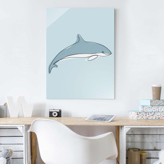 Inredning av barnrum Dolphin Line Art