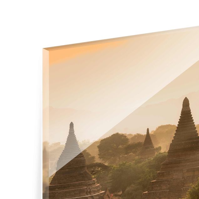 Glastavlor landskap Sun Setting Over Bagan