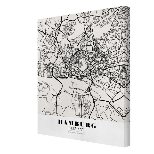 Tavlor svart och vitt Hamburg City Map - Classic