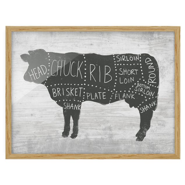Tavlor med ram djur Butcher Board - Beef
