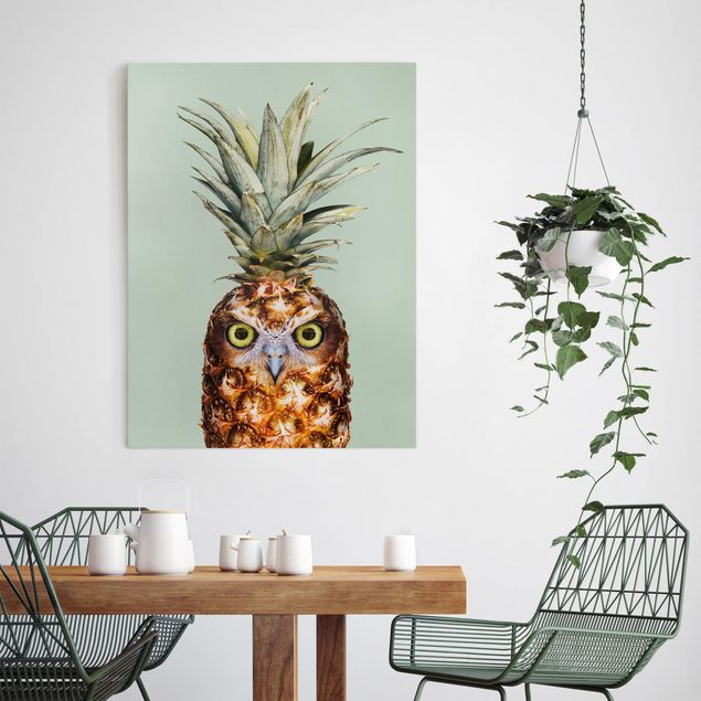 Canvastavlor grönsaker och frukt Pineapple With Owl