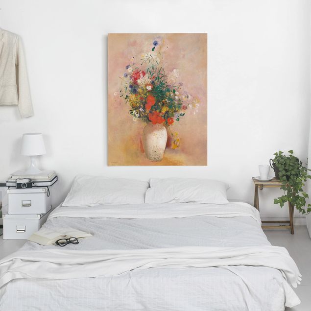 Konstutskrifter Odilon Redon - Vase With Flowers (Rose-Colored Background)