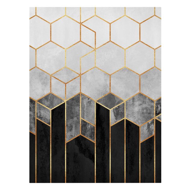 Tavlor Elisabeth Fredriksson Golden Hexagons Black And White