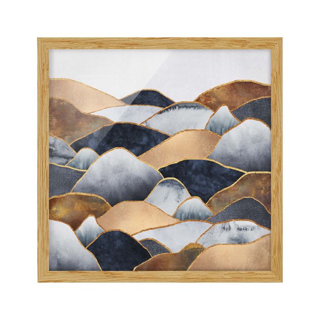 Tavlor landskap Golden Mountains Watercolour