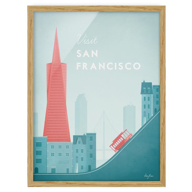 Tavlor med ram vintage Travel Poster - San Francisco