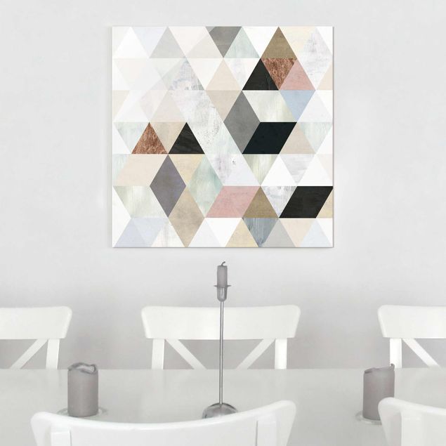 Tavlor modernt Watercolour Mosaic With Triangles I