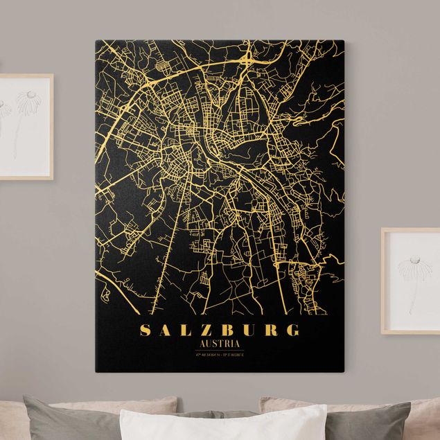 Tavlor världskartor Salzburg City Map - Classic Black