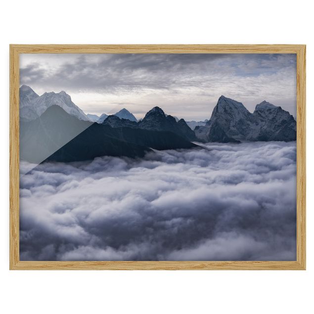Tavlor med ram svart och vitt Sea Of ​​Clouds In The Himalayas