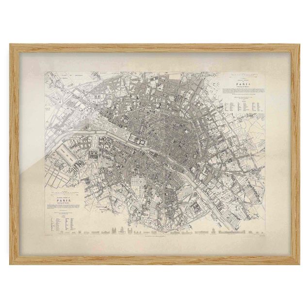 Tavlor arkitektur och skyline Vintage Map Paris