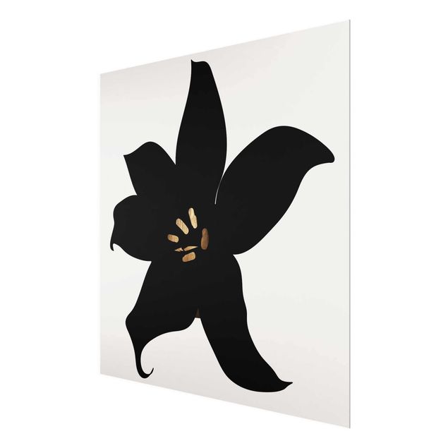 Glastavlor svart och vitt Graphical Plant World - Orchid Black And Gold