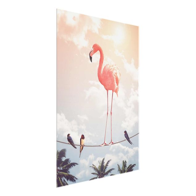 Glastavlor blommor  Sky With Flamingo