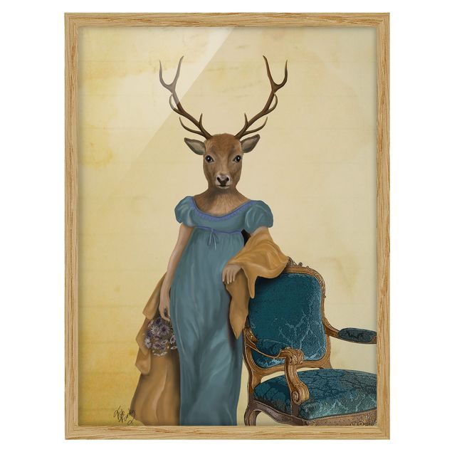 Tavlor retro Animal Portrait - Deer Lady