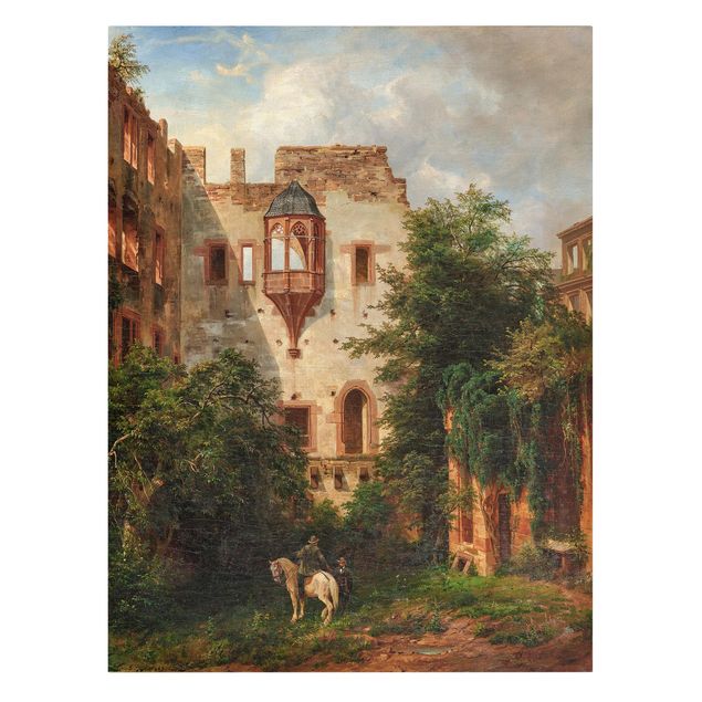 Canvastavlor bergen Carl Ludwig Fahrnbach - In The Courtyard Of Heidelberg Castle