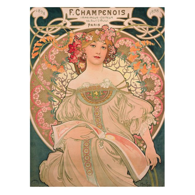 Canvastavlor blommor  Alfons Mucha - Poster For F. Champenois