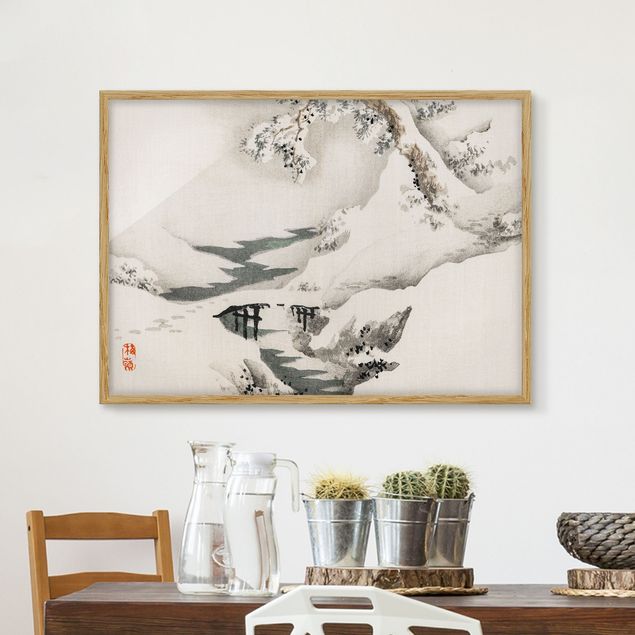 Kök dekoration Asian Vintage Drawing Winter Landscape