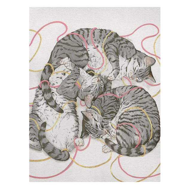 Canvastavlor konstutskrifter Illustration Grey Cat Painting