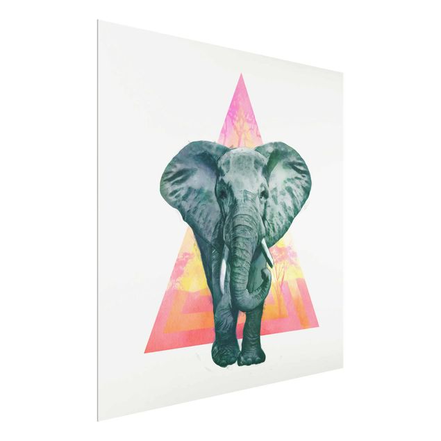 Glastavlor djur Illustration Elephant Front Triangle Painting