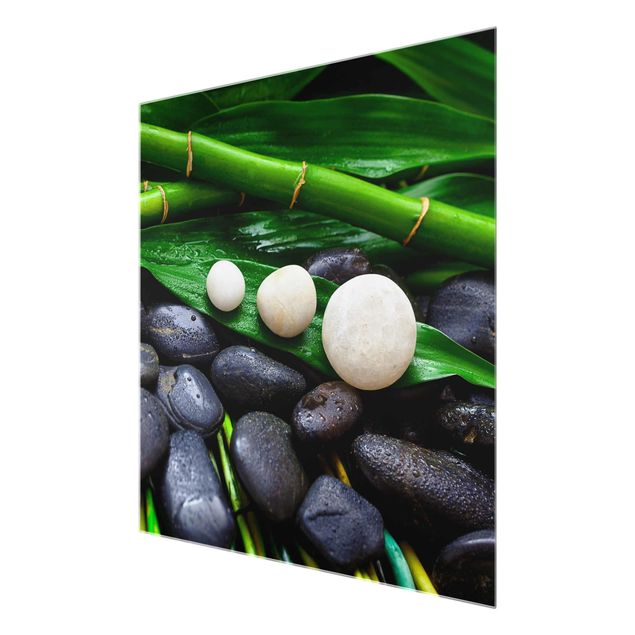 Tavlor grön Green Bamboo With Zen Stones