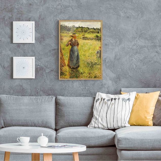 Tavlor med ram konstutskrifter Camille Pissarro - The Haymaker