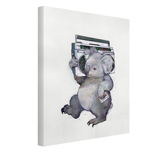 Tavlor fisk Illustration Koala With Radio Painting