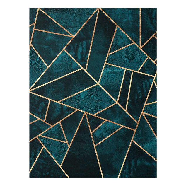 Tavlor mönster Dark Turquoise With Gold